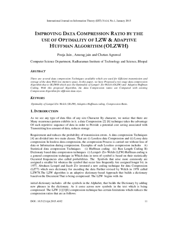 (PDF) Improving Data Compression Ratio by the Use of Optimality of LZW ...