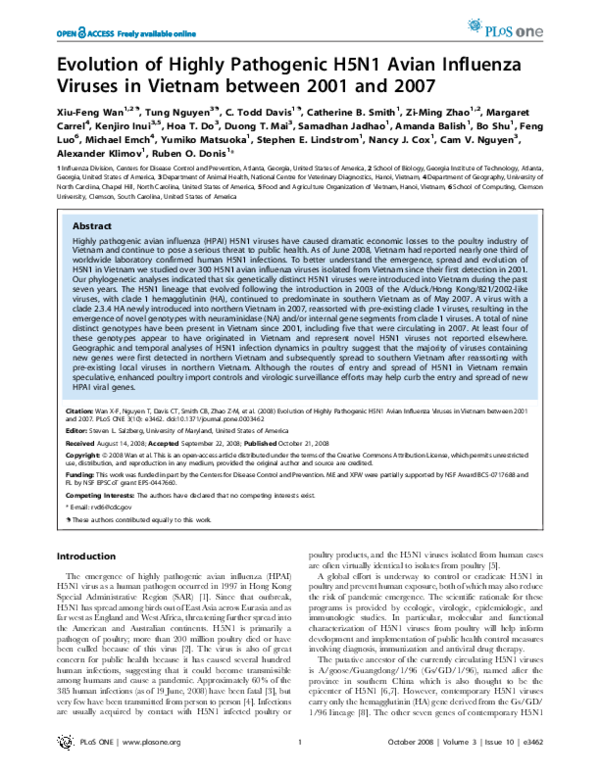 (PDF) Evolution of Highly Pathogenic H5N1 Avian Influenza Viruses in ...