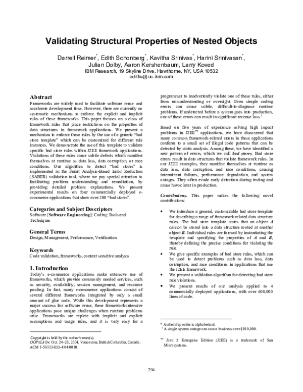 (PDF) Validating structural properties of nested objects