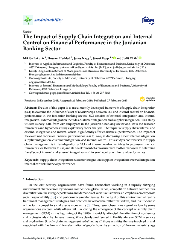 (PDF) The Impact of Supply Chain Integration and Internal Control on ...