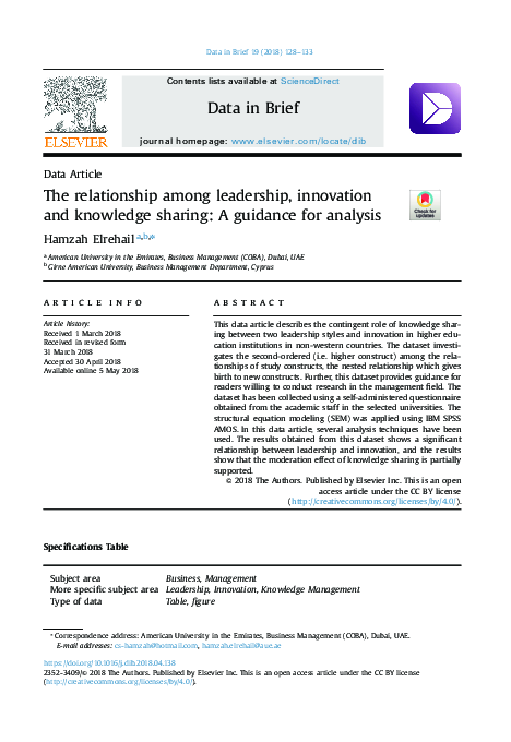 (PDF) The relationship among leadership, innovation and knowledge ...