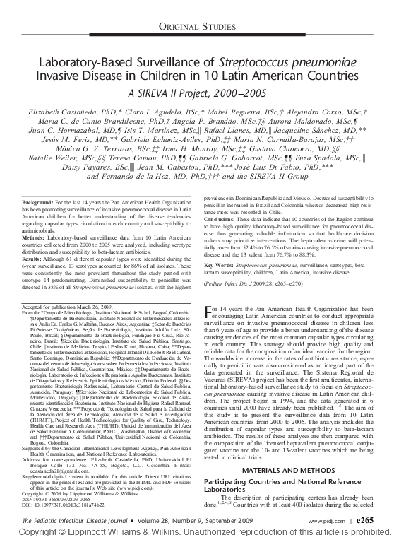 (PDF) Laboratory-Based Surveillance of Streptococcus pneumoniae ...