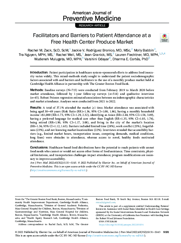(PDF) Facilitators and Barriers to Patient Attendance at a Free Health ...
