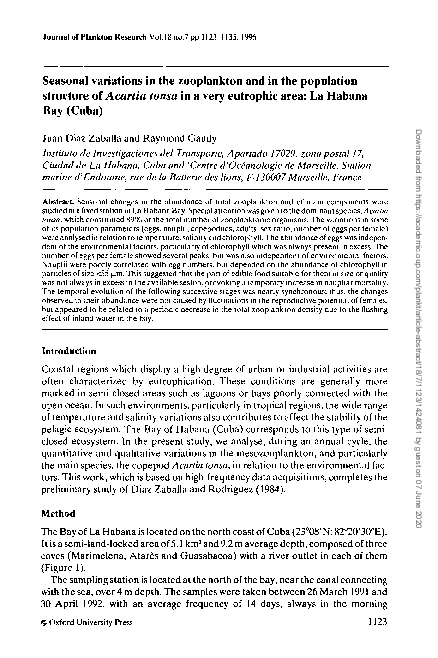 (PDF) Seasonal variations in the zooplankton and in the population ...