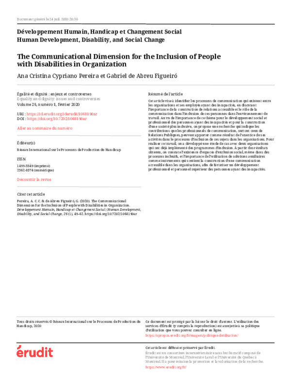 (PDF) The Communicational Dimension for the Inclusion of People with ...