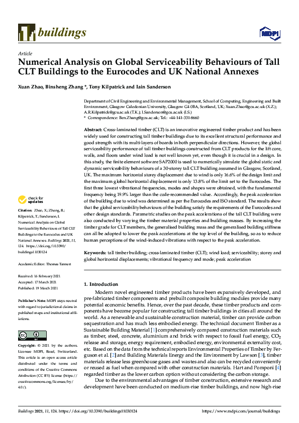 (PDF) Numerical Analysis on Global Serviceability Behaviours of Tall ...