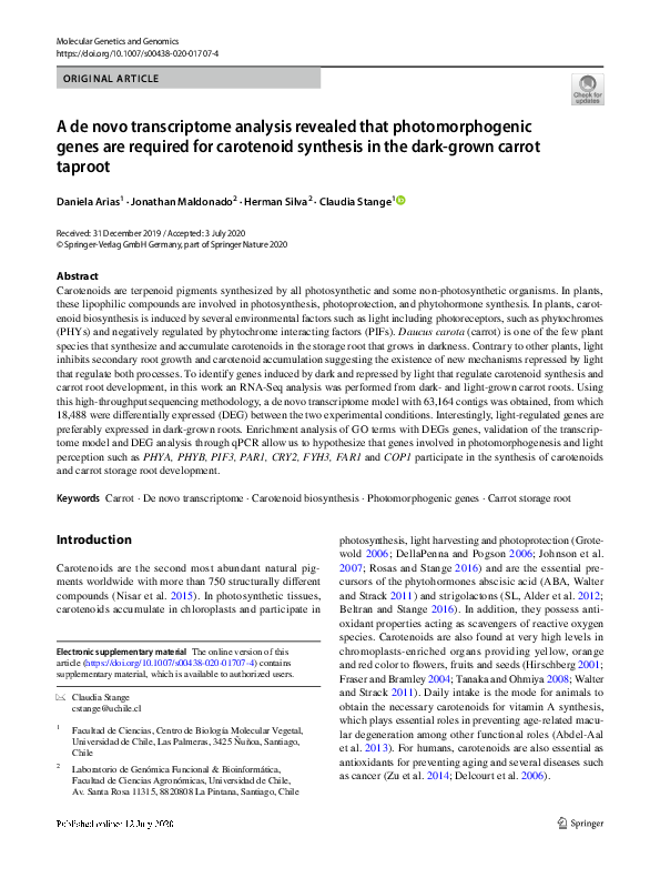(PDF) A de novo transcriptome analysis revealed that photomorphogenic ...
