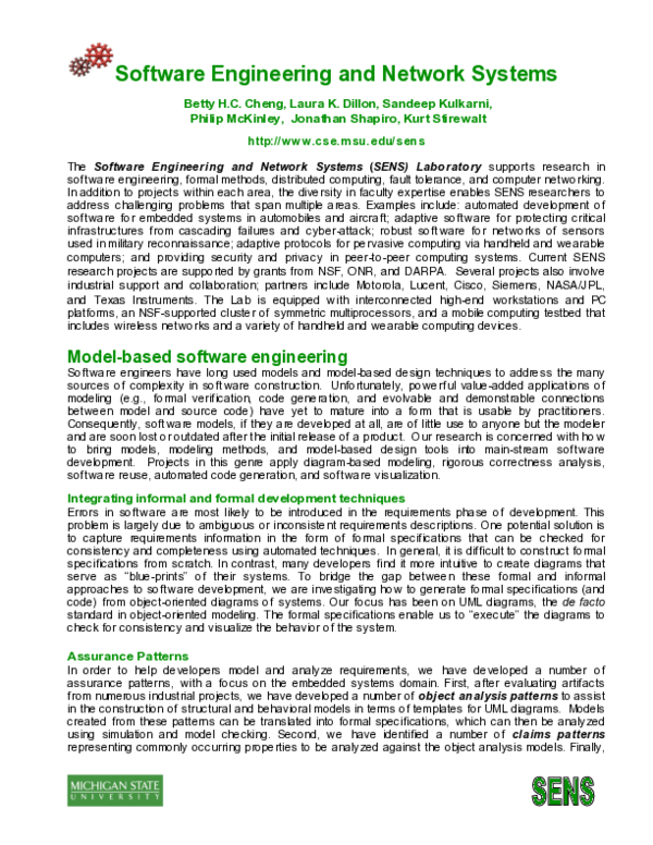 (PDF) Software Engineering and Network Systems