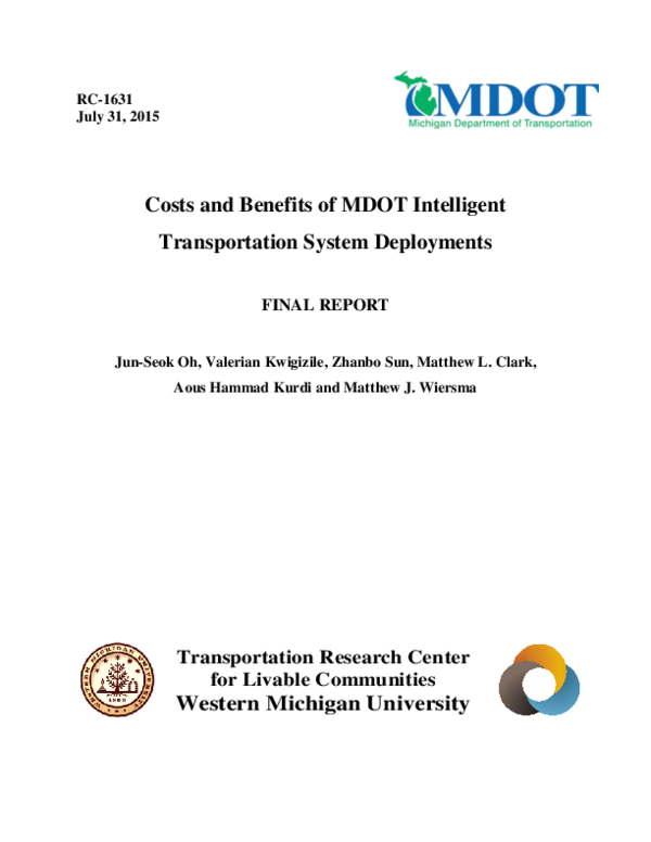 (PDF) Costs and Benefits of MDOT Intelligent Transportation System ...