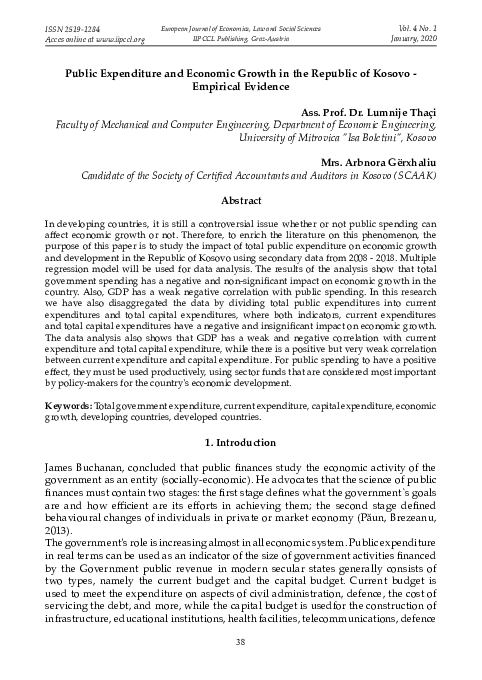 (PDF) Public Expenditure and Economic Growth in the Republic of Kosovo ...