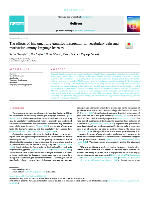 (PDF) The effects of implementing gamified instruction on vocabulary ...