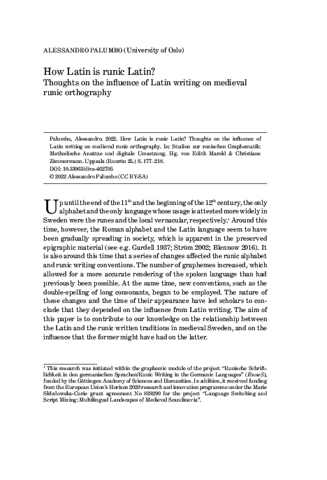(PDF) How Latin is runic Latin? Thoughts on the influence of Latin ...
