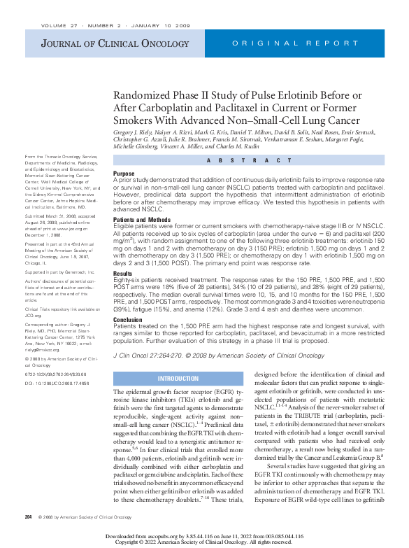 (PDF) Randomized Phase II Study of Pulse Erlotinib Before or After ...