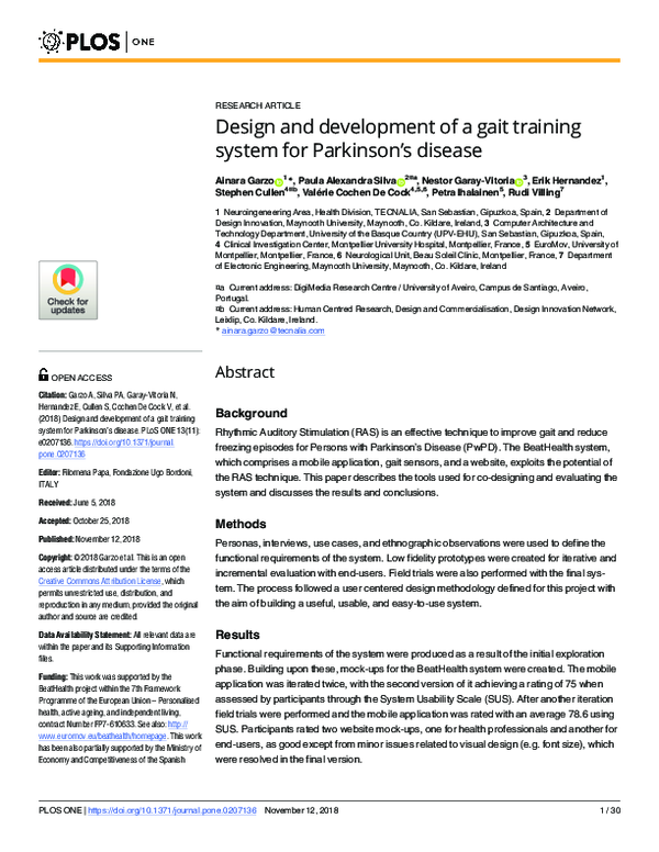(PDF) Design and development of a gait training system for Parkinson’s ...