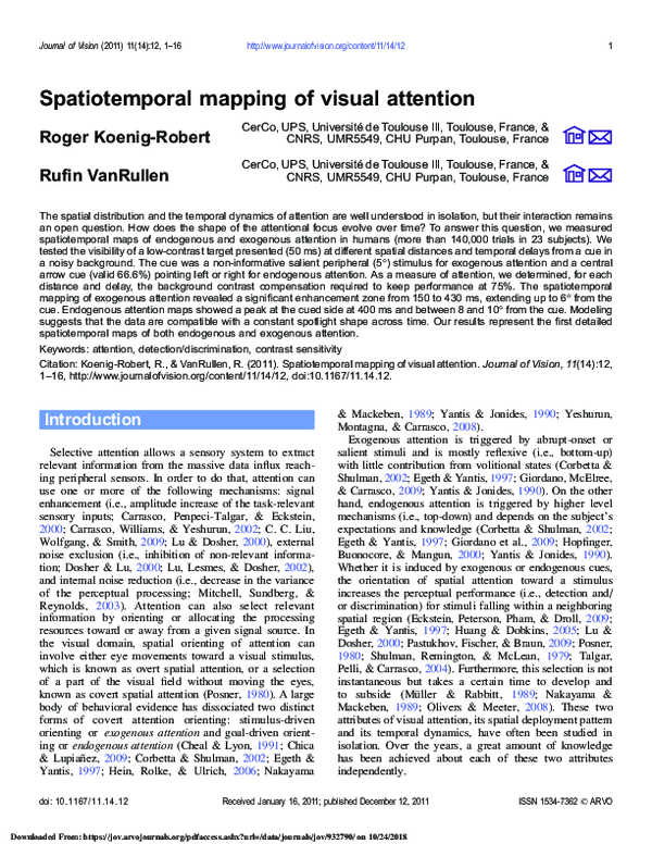 (PDF) Spatiotemporal mapping of visual attention