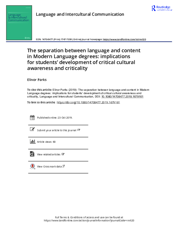 (PDF) The separation between language and content in Modern Language ...