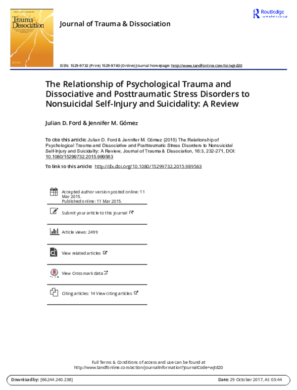 (PDF) The Relationship of Psychological Trauma and Dissociative and ...