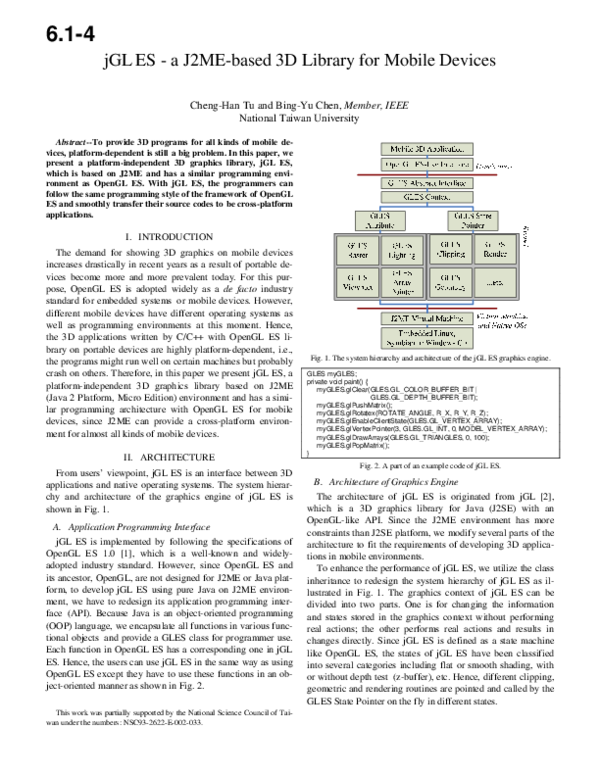 (PDF) jGL ES - a J2ME-based 3D Library for Mobile Devices | Bing-Yu ...