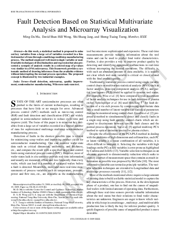 (PDF) Fault Detection Based on Statistical Multivariate Analysis and ...