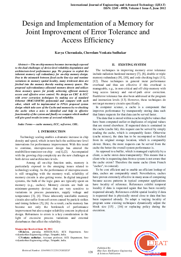 (PDF) Design and Implementation of a Memory for Joint Improvement of ...