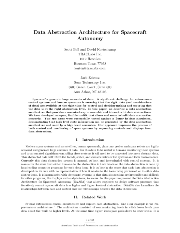 (PDF) Data Abstraction Architecture for Spacecraft Autonomy