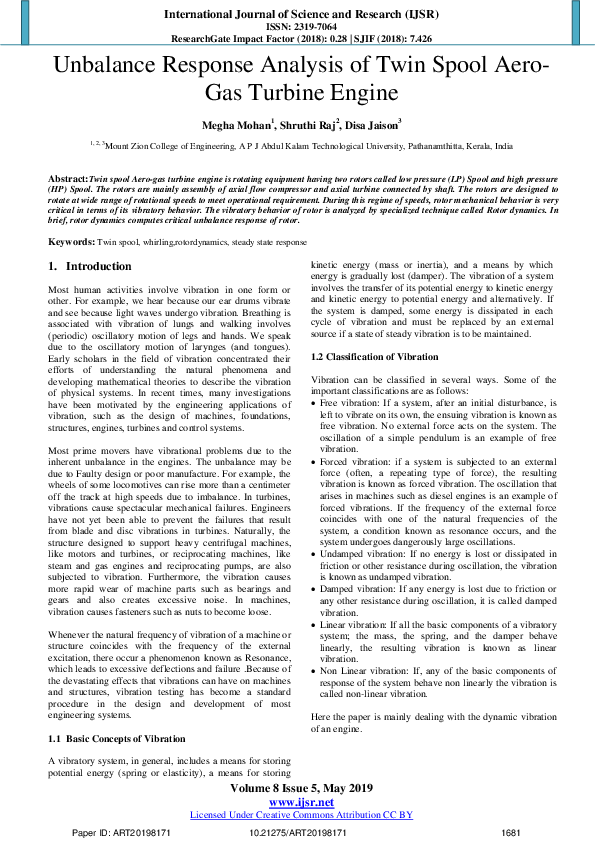 (PDF) Unbalance Response Analysis of Twin Spool Aero-Gas Turbine Engine