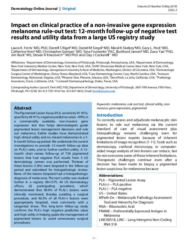 (PDF) Impact on clinical practice of a non-invasive gene expression ...