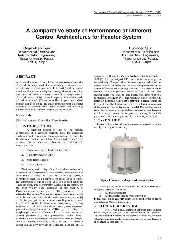 (PDF) A Comparative Study of Performance of Different Control ...