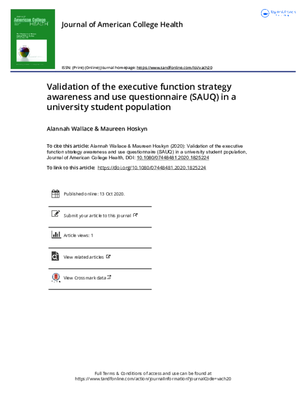 (PDF) Validation of the executive function strategy awareness and use ...