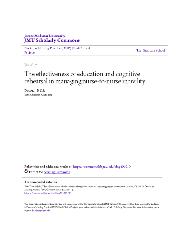 (PDF) The effectiveness of education and cognitive rehearsal in ...