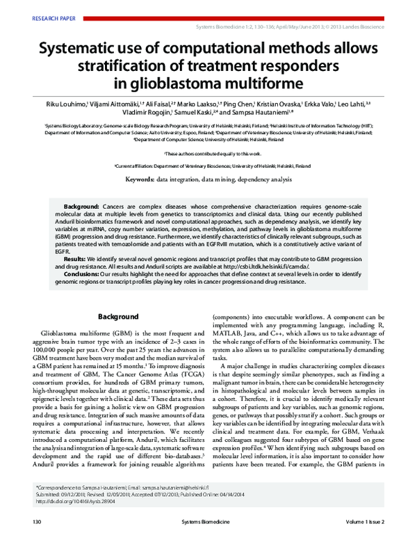 (PDF) Systematic use of computational methods allows stratification of ...