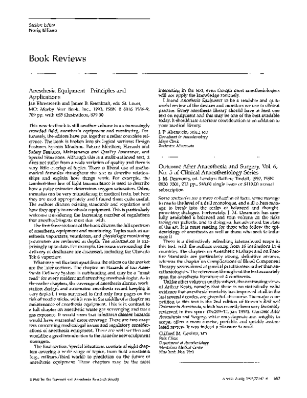 (PDF) Anesthesia Equipment???Principles and Applications JP Abenstein