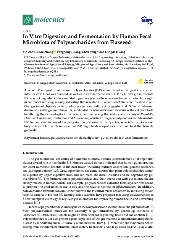 (PDF) In Vitro Digestion and Fermentation by Human Fecal Microbiota of ...