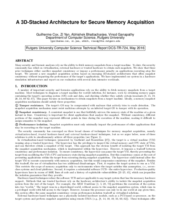 (PDF) A 3D-Stacked Architecture for Secure Memory Acquisition