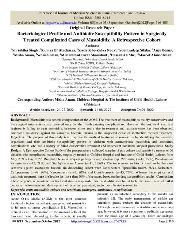 (PDF) Bacteriological Profile and Antibiotic Susceptibility Pattern in ...
