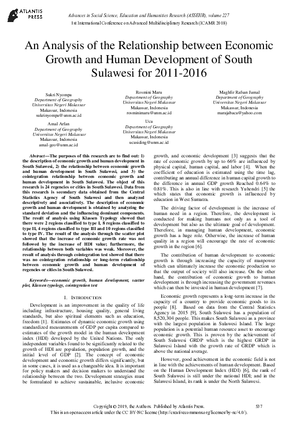 (PDF) An Analysis of the Relationship between Economic Growth and Human ...