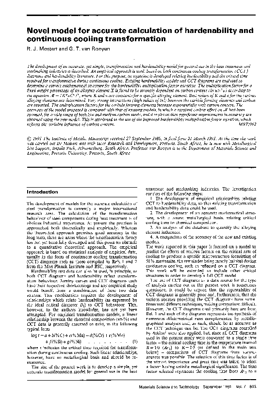 (PDF) Novel model for accurate calculation of hardenability and ...