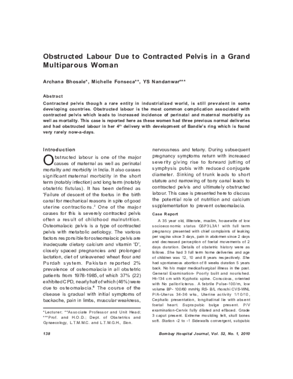 (PDF) Obstructed Labour Due to Contracted Pelvis in a Grand Multiparous ...