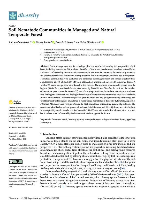 (PDF) Soil Nematode Communities in Managed and Natural Temperate Forest