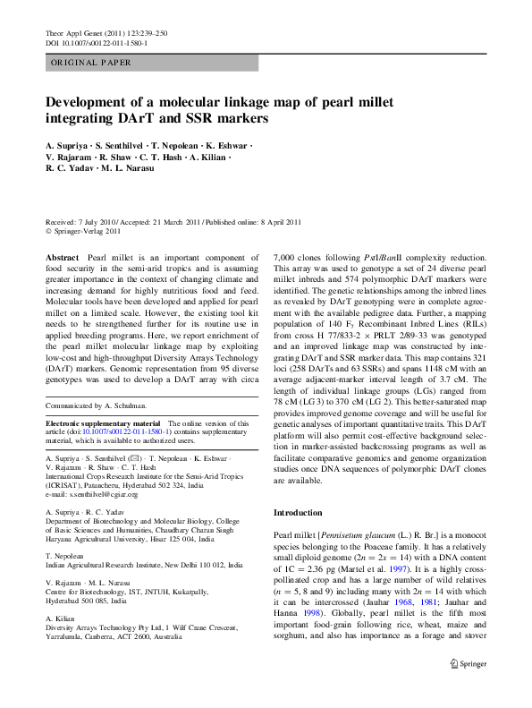 (PDF) Development of a molecular linkage map of pearl millet ...
