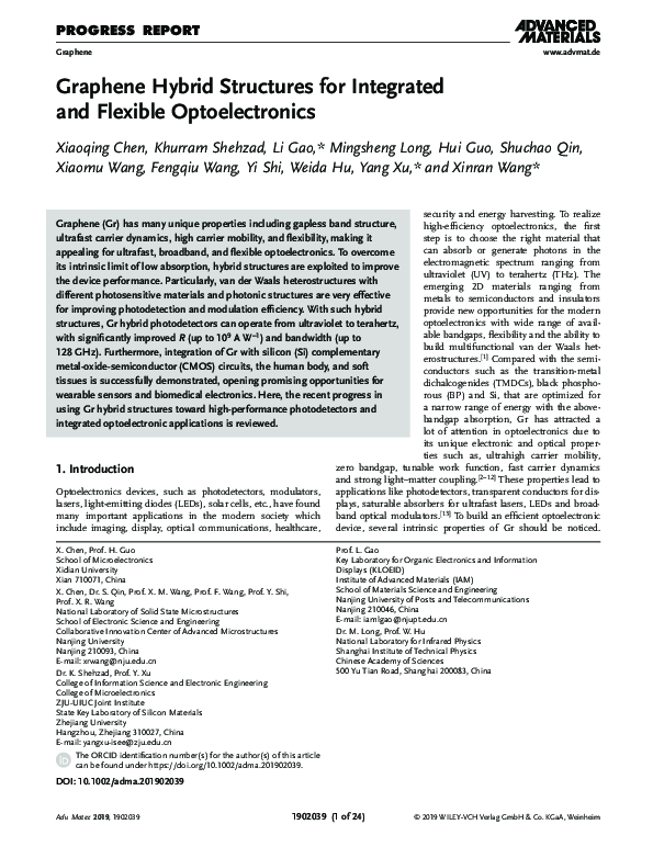 (PDF) Graphene Hybrid Structures for Integrated and Flexible ...
