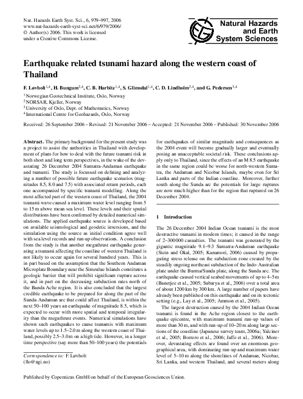 Earthquake thailand tsunami risk