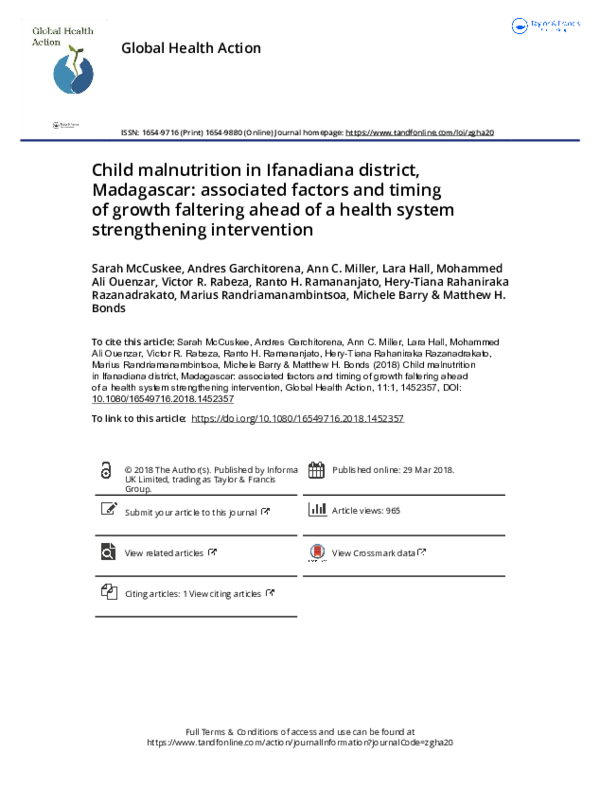 (PDF) Child malnutrition in Ifanadiana district, Madagascar: associated ...