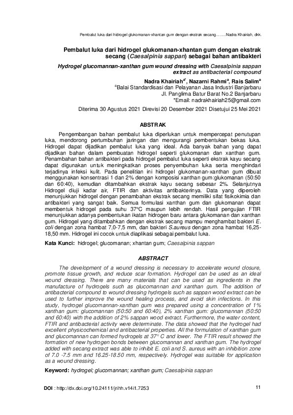 (PDF) Hydrogel gum wound dressing with Caesalpinia