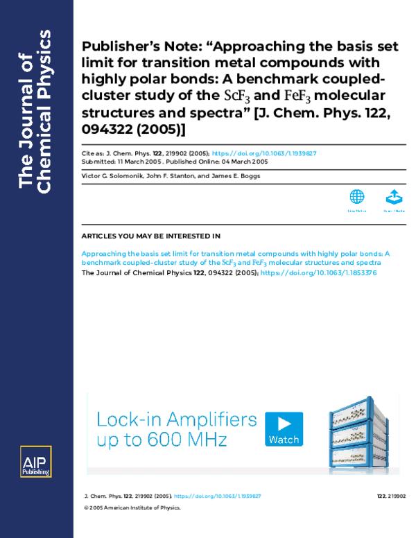 (PDF) Publisher’s Note: “Approaching the basis set limit for transition ...