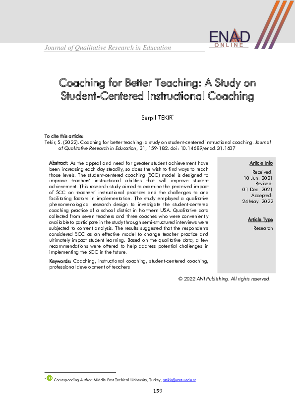 (PDF) Coaching for Better Teaching: A Study on Student-Centered ...