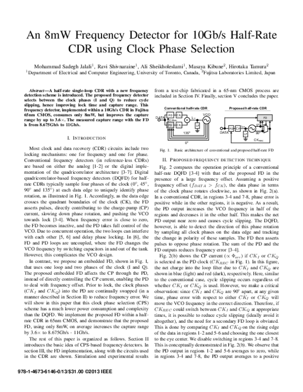 (PDF) An 8mW frequency detector for 10Gb/s half-rate CDR using clock ...