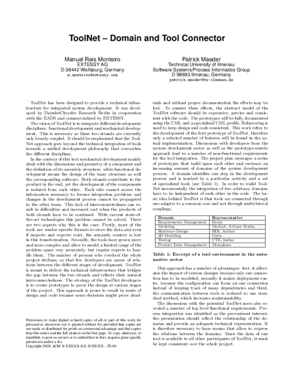 (PDF) ToolNET -- Domain and Tool Connector