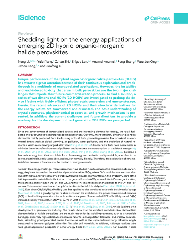 (PDF) Shedding light on the energy applications of emerging 2D hybrid ...