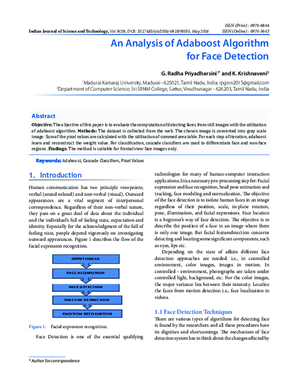 (PDF) An Analysis of Adaboost Algorithm for Face Detection